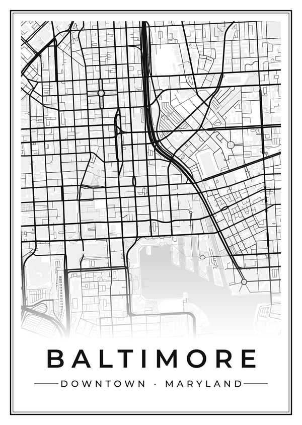 Baltimore Downtown Street Map Poster