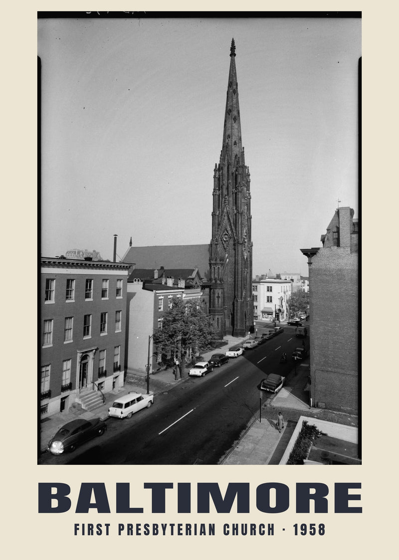 First Presbyterian Church, Baltimore — 1958 · Historic photograph print