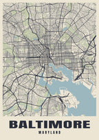 Street map poster of Baltimore, Maryland