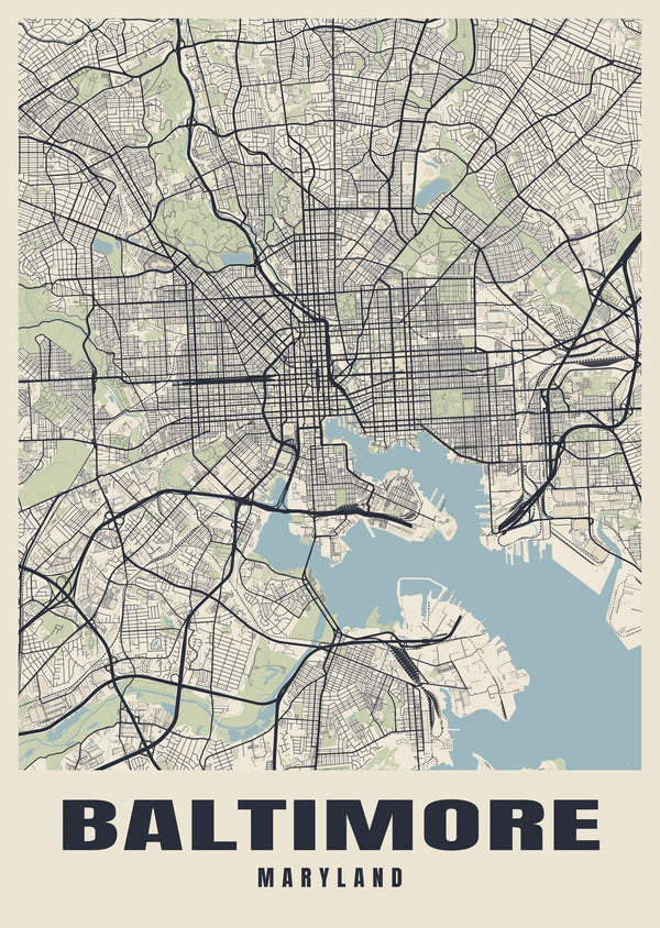 Baltimore Street Map Poster