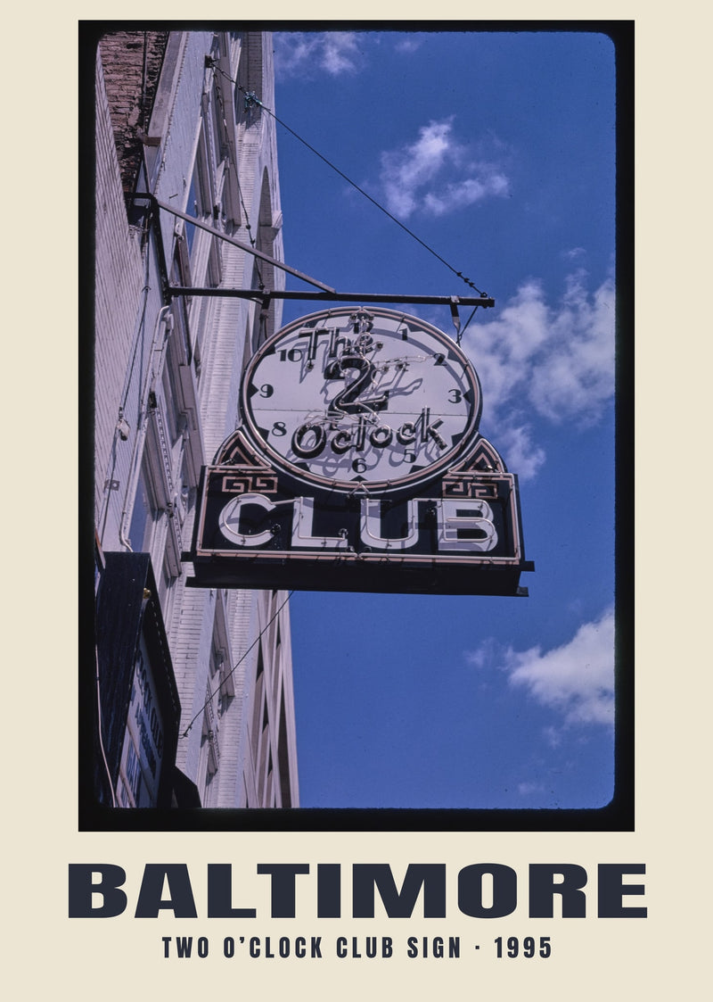 Two O’Clock Club sign, Baltimore — 1995 · Historic photograph print