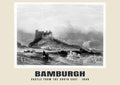 Castle from the South East, Bamburgh — Historic engraving reproduction, 1840