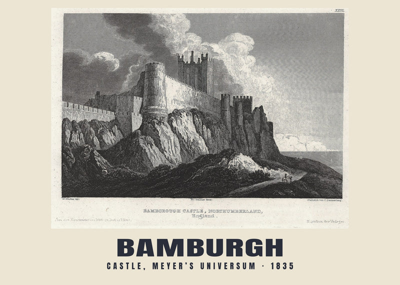 Castle, Meyer’s Universum, Bamburgh — 1835