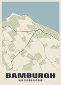 Street map poster of Bamburgh, Northumberland