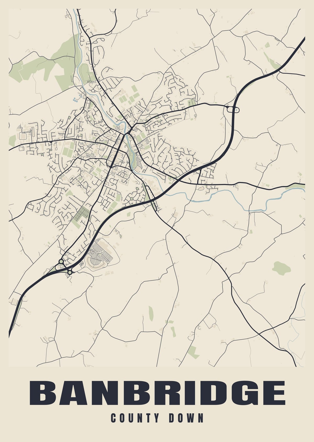 Street map poster of Banbridge, County Down