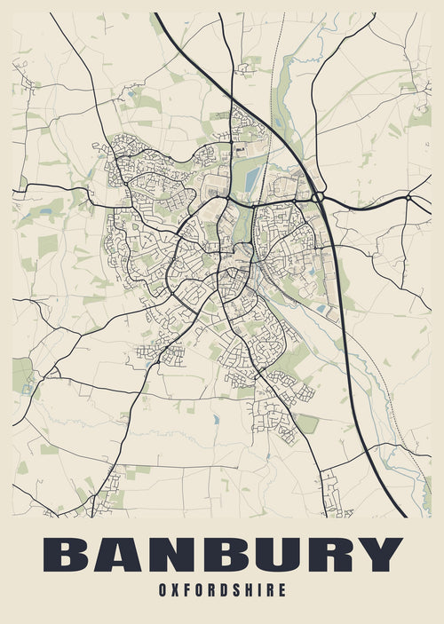 Street map poster of Banbury, Oxfordshire