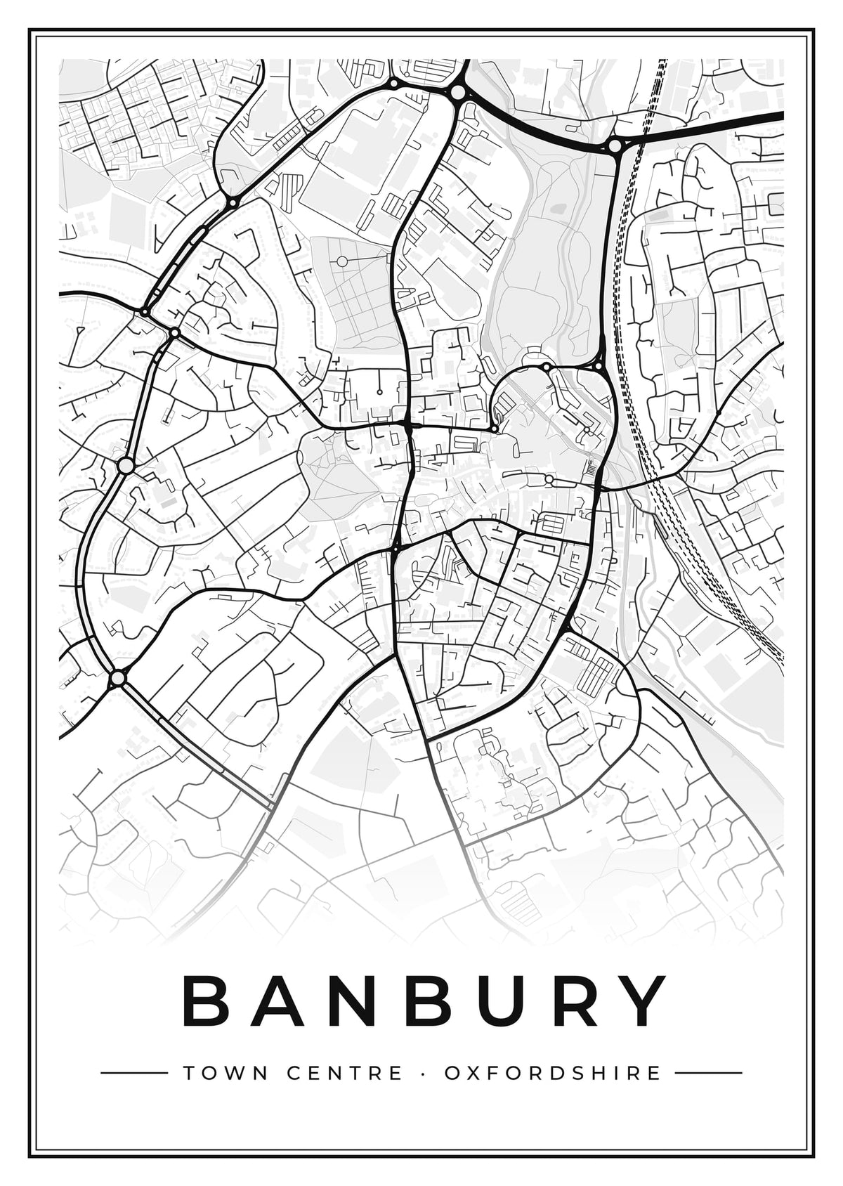 Street map poster of Banbury town centre, Oxfordshire