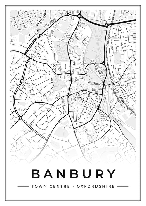 Street map poster of Banbury town centre, Oxfordshire