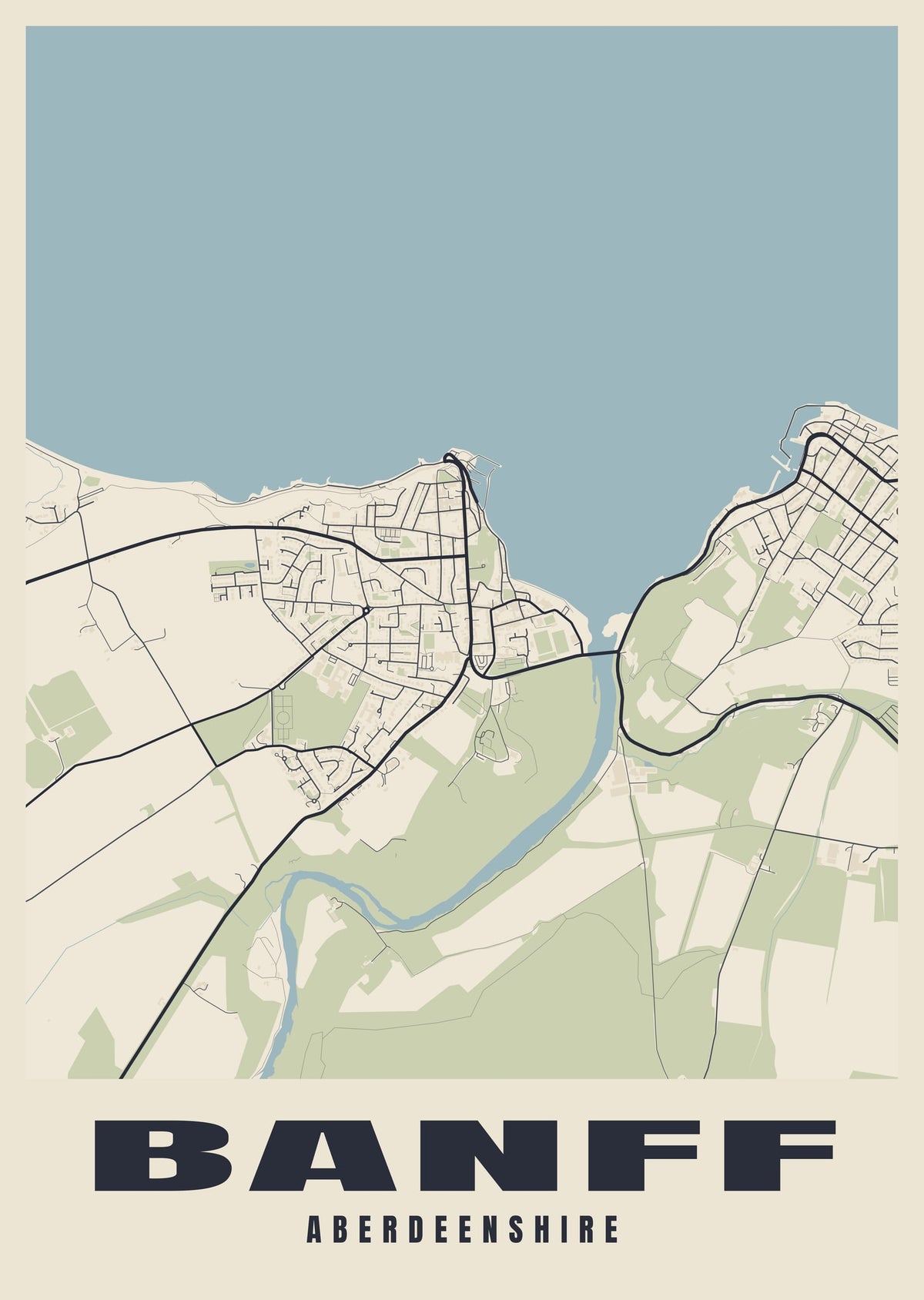 Street map poster of Banff, Aberdeenshire