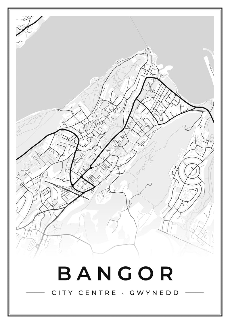 Bangor City Centre Street Map Poster