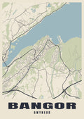 Street map poster of Bangor, Gwynedd