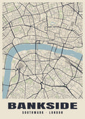 Heritage street map poster of Bankside, Southwark, London