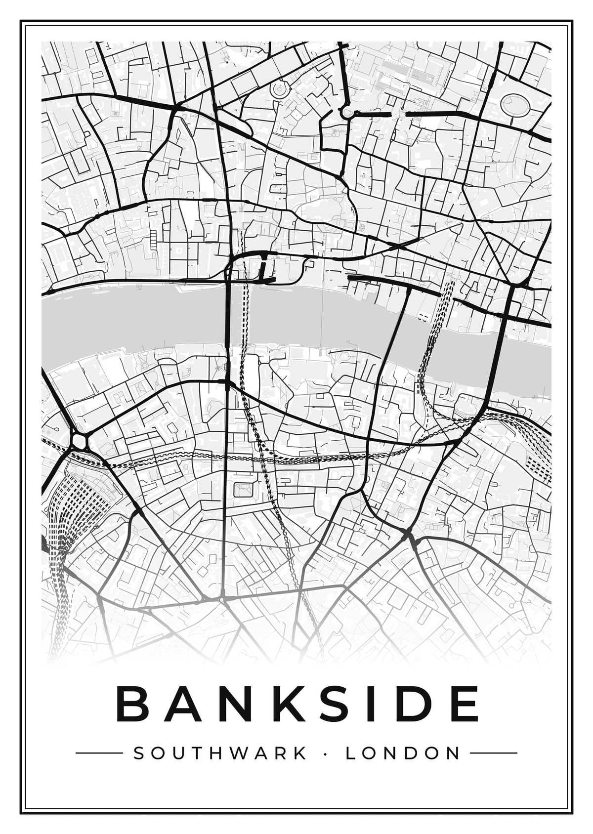 Street map poster of Bankside, Southwark, London