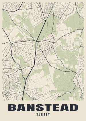 Banstead Street Map Poster