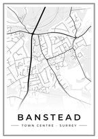 Street map poster of Banstead town centre, Surrey