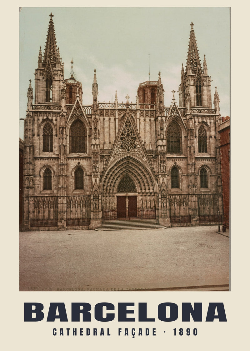 Catedral de Barcelona, Barcelona — 1890 · Vintage photochrom print