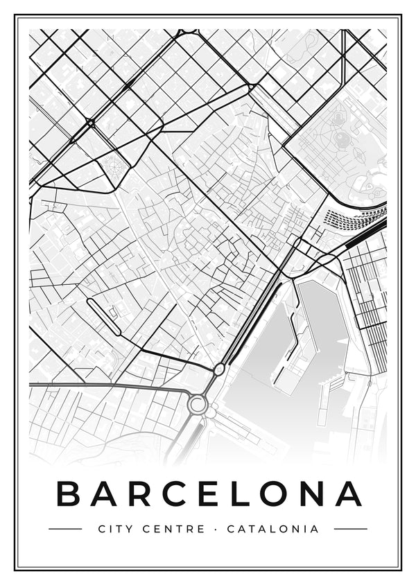 Barcelona City Centre Street Map Poster