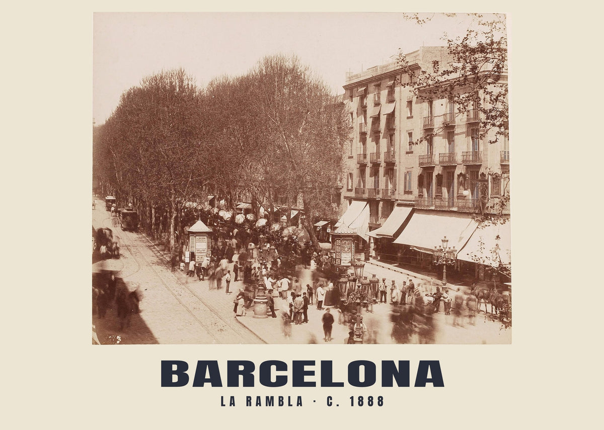 La Rambla, Barcelona, c. 1888 heritage photograph