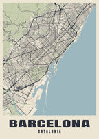 Street map poster of Barcelona, Catalonia