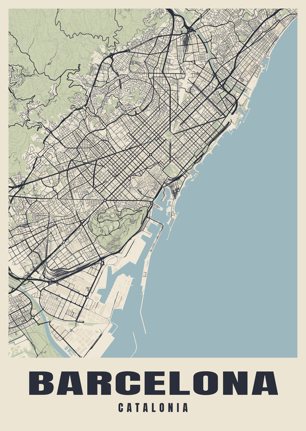 Barcelona Street Map Poster