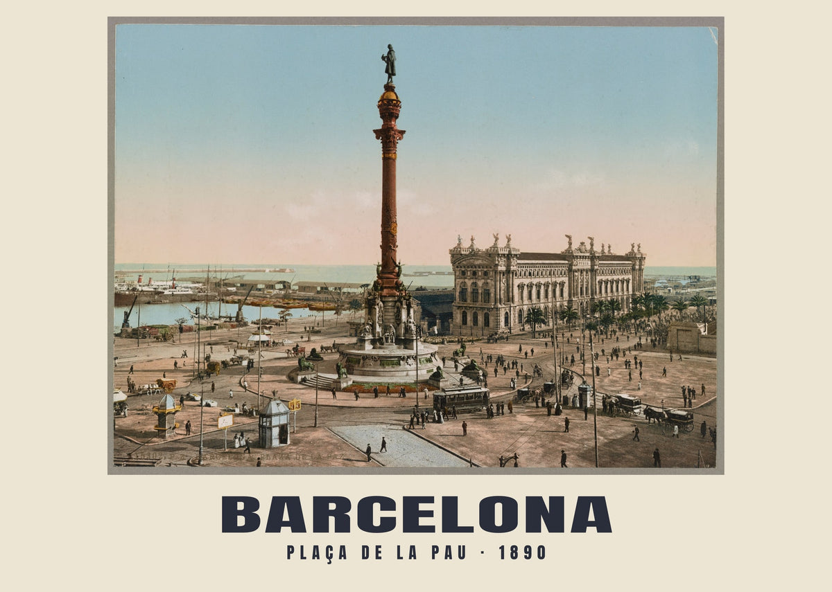 Plaça de la Pau, Barcelona, 1890 heritage photograph