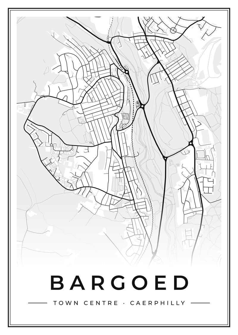 Bargoed Town Centre Street Map Poster