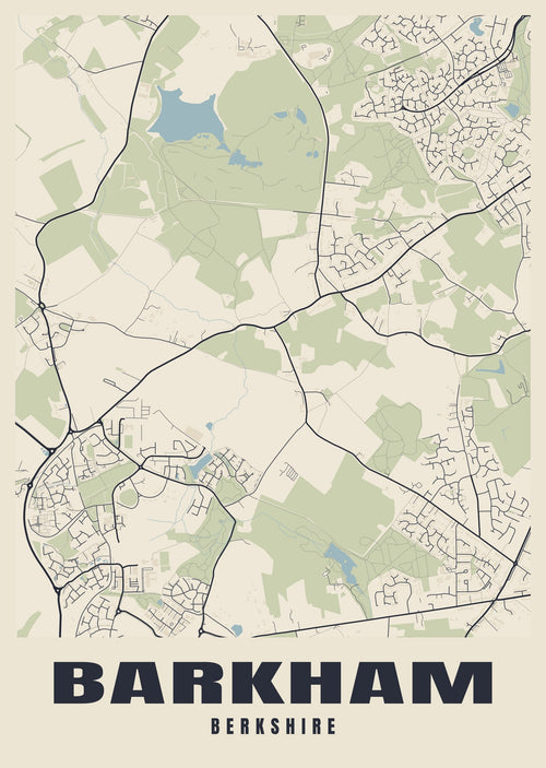 Street map poster of Barkham, Berkshire
