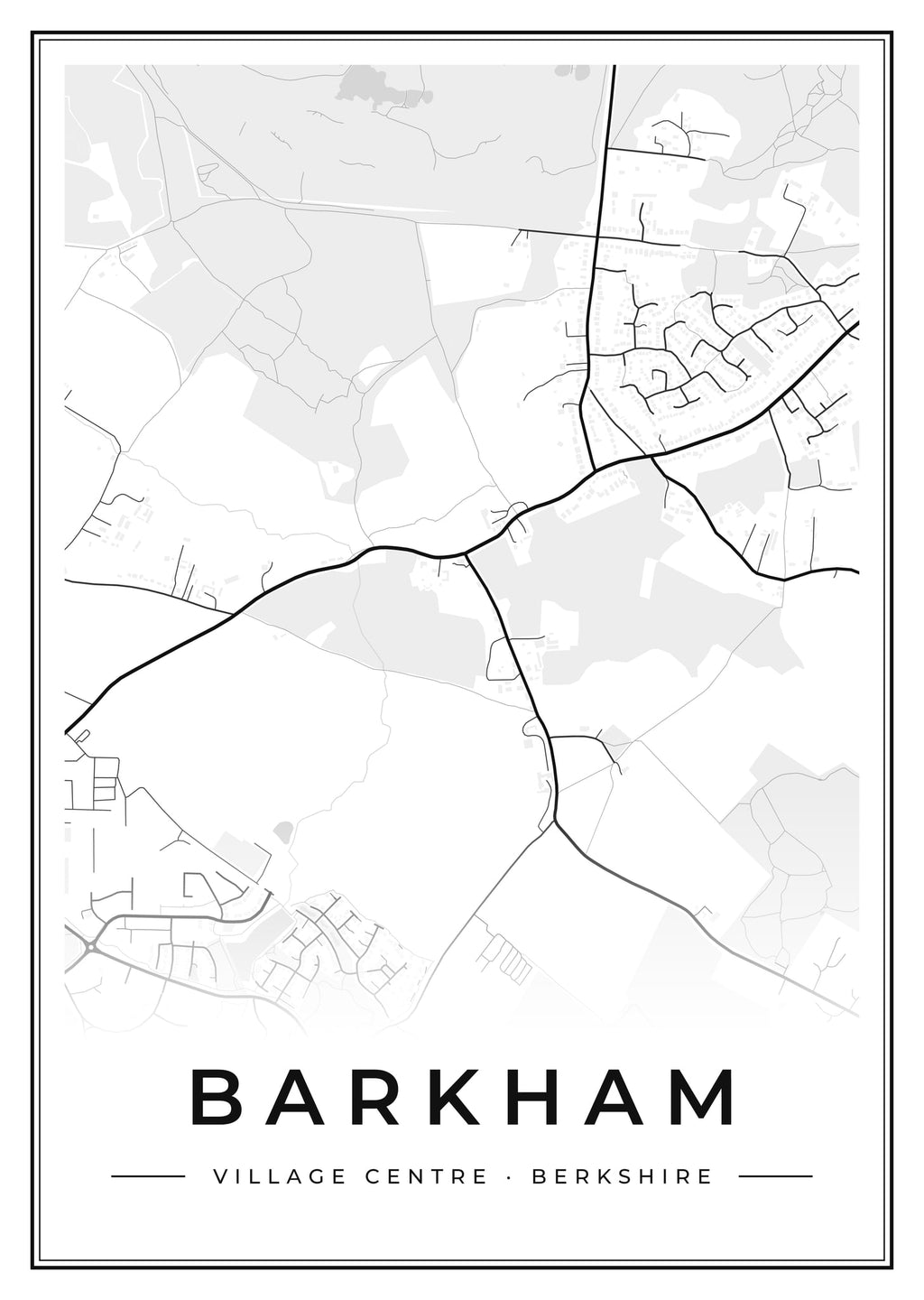 Street map poster of Barkham village centre, Berkshire