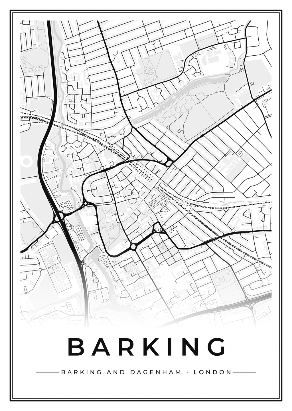Street map poster of Barking, Barking and Dagenham, London