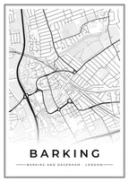 Street map poster of Barking, Barking and Dagenham, London