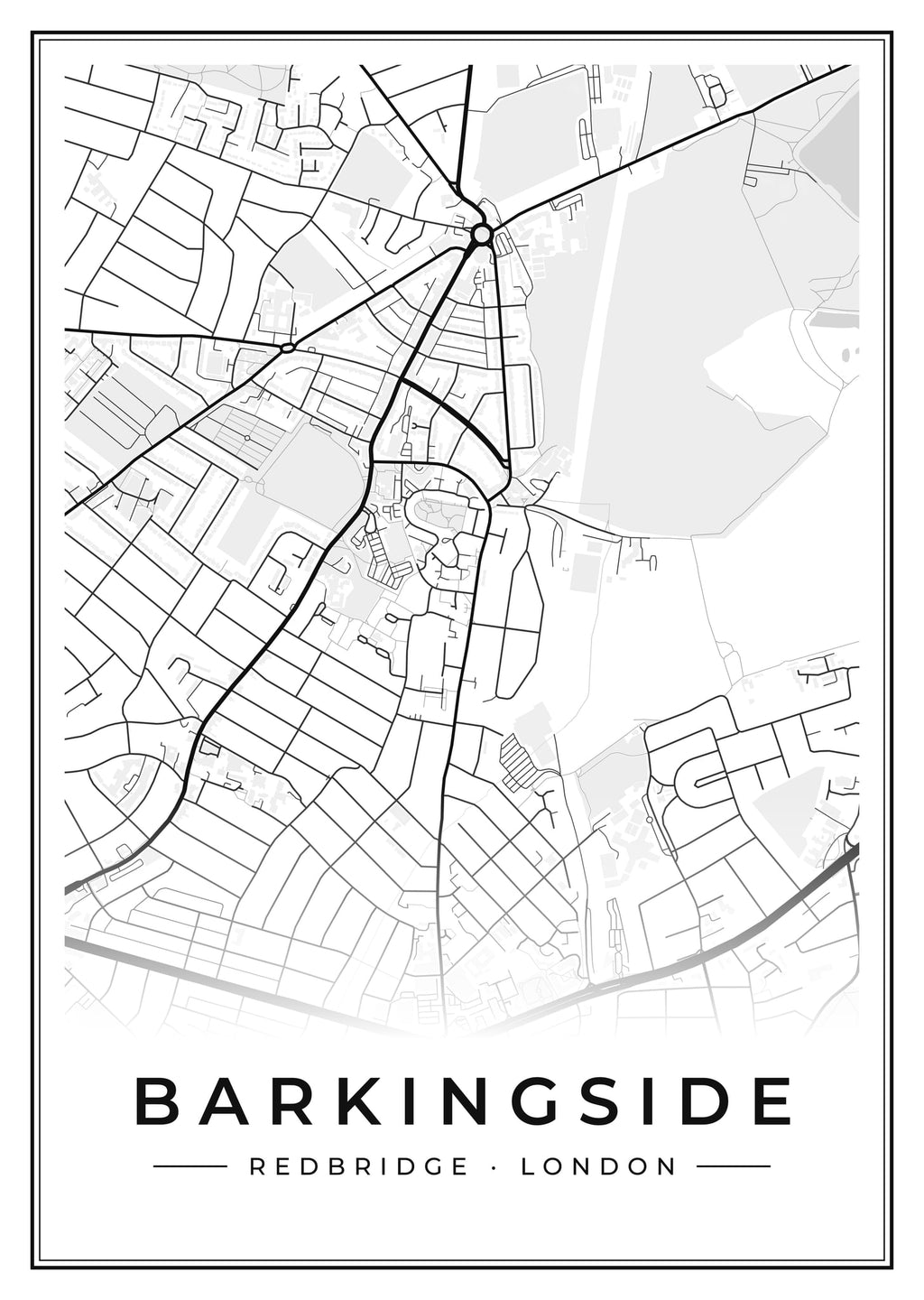 Street map poster of Barkingside, Redbridge, London