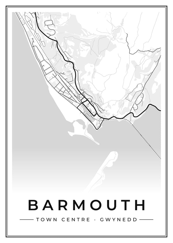 Barmouth Town Centre Street Map Poster