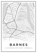 Street map poster of Barnes, Richmond upon Thames, London