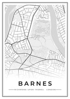 Street map poster of Barnes, Richmond upon Thames, London