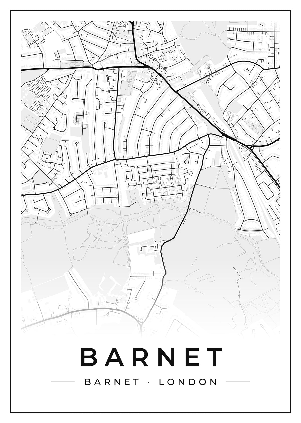 Street map poster of Barnet, Barnet, London