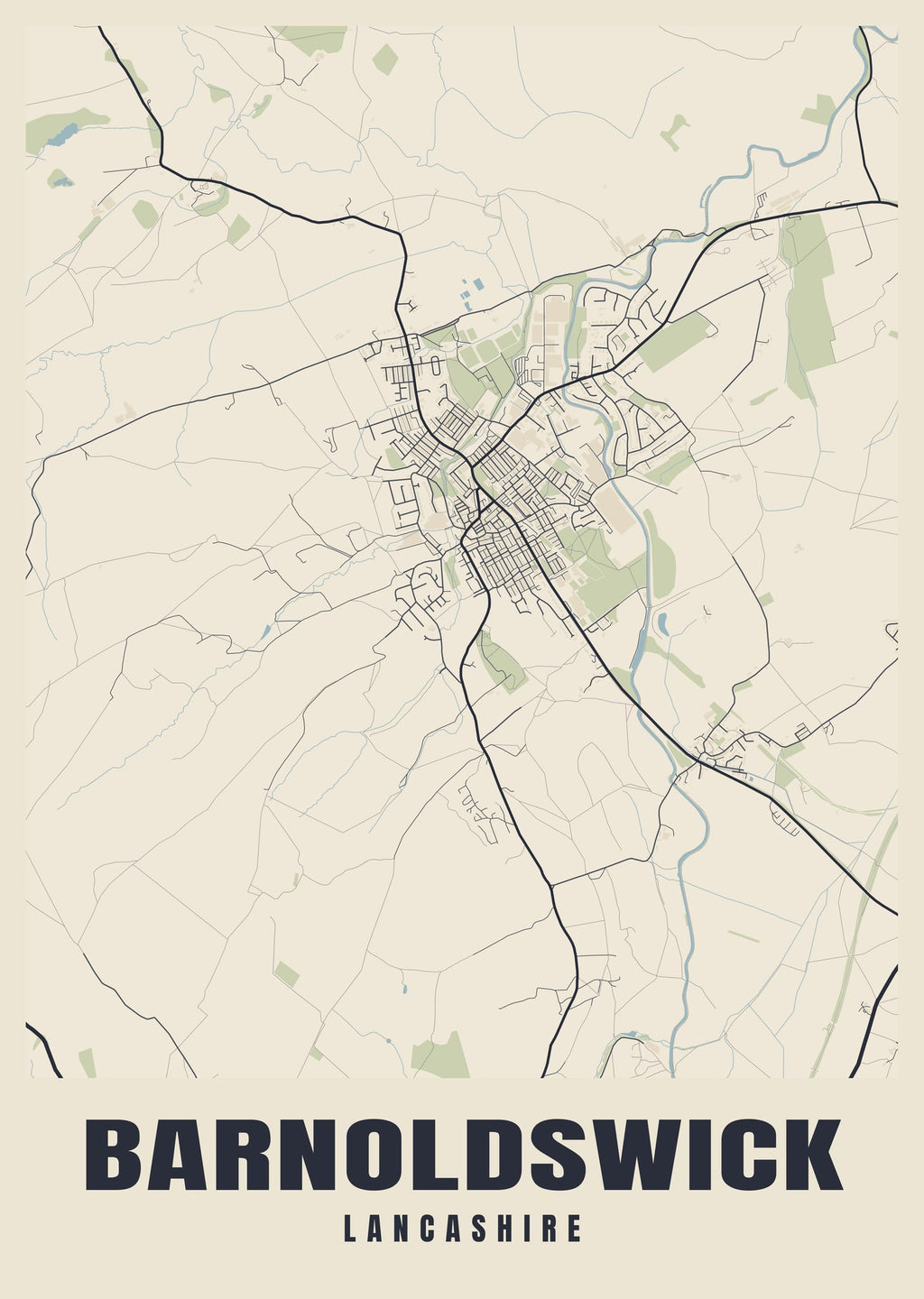 Street map poster of Barnoldswick, Lancashire