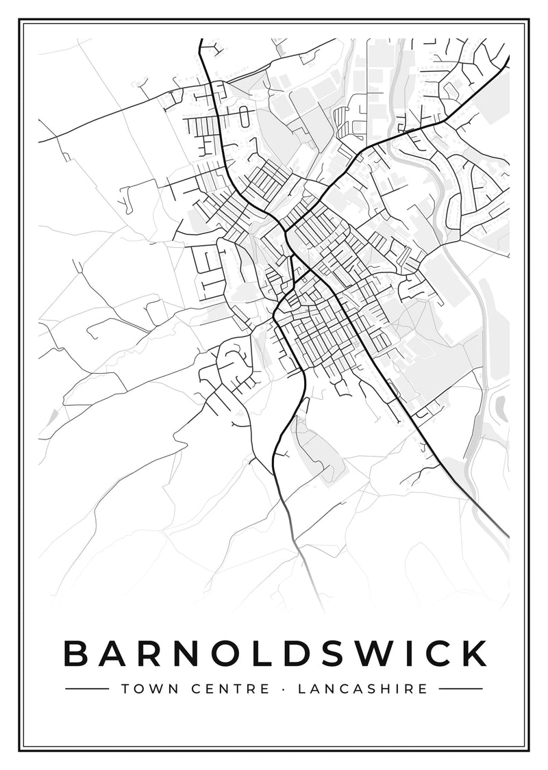 Barnoldswick Town Centre Street Map Poster