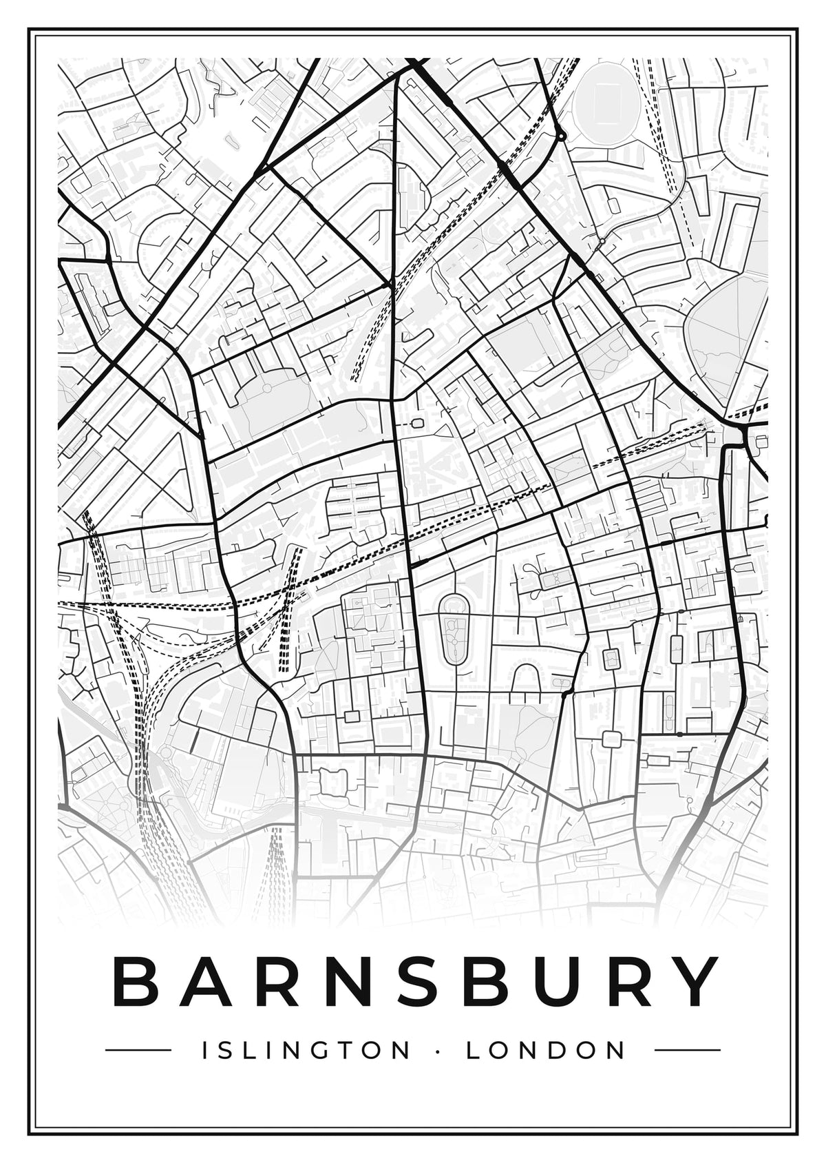 Street map poster of Barnsbury, Islington, London