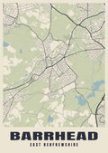 Street map poster of Barrhead, East Renfrewshire