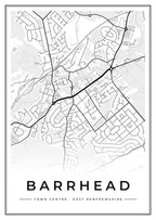 Street map poster of Barrhead town centre, East Renfrewshire