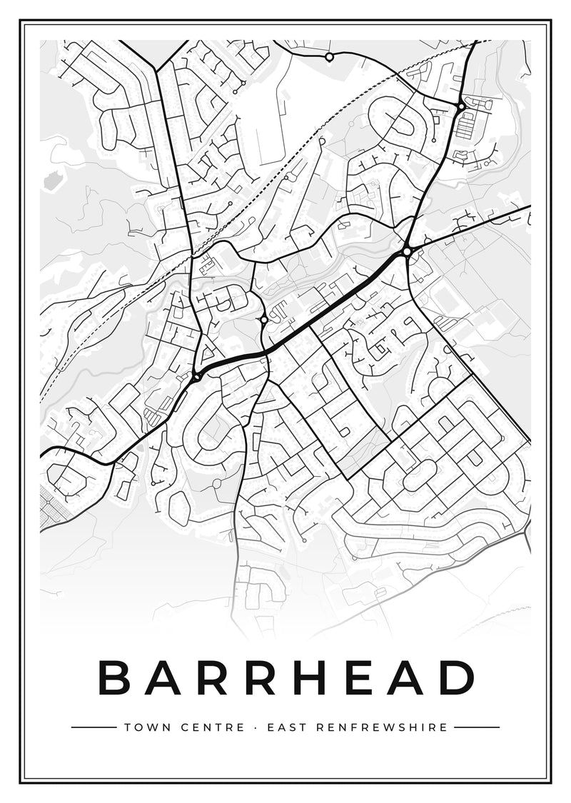 Barrhead Town Centre Street Map Poster