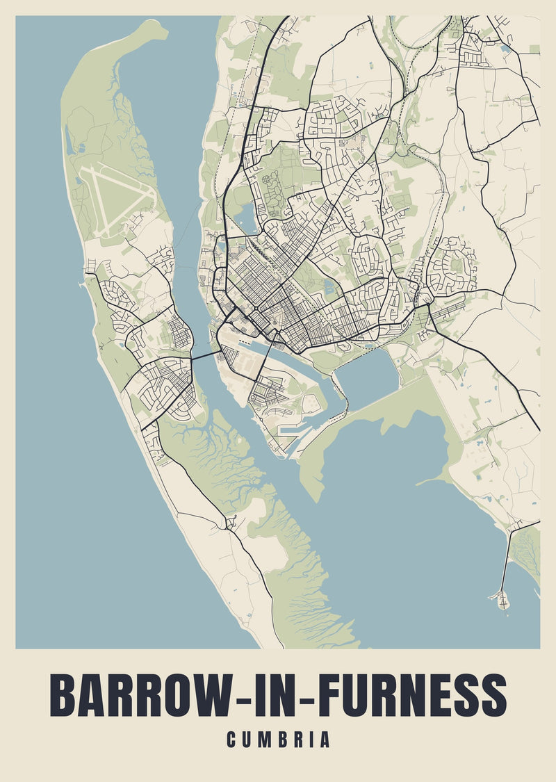 Barrow-in-Furness Street Map Poster