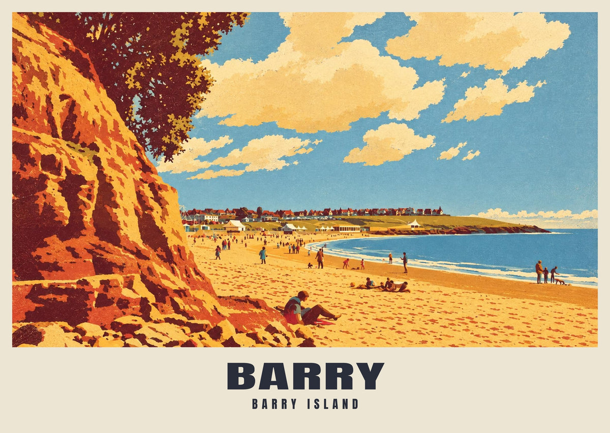 Barry Island poster, Retro Railway style