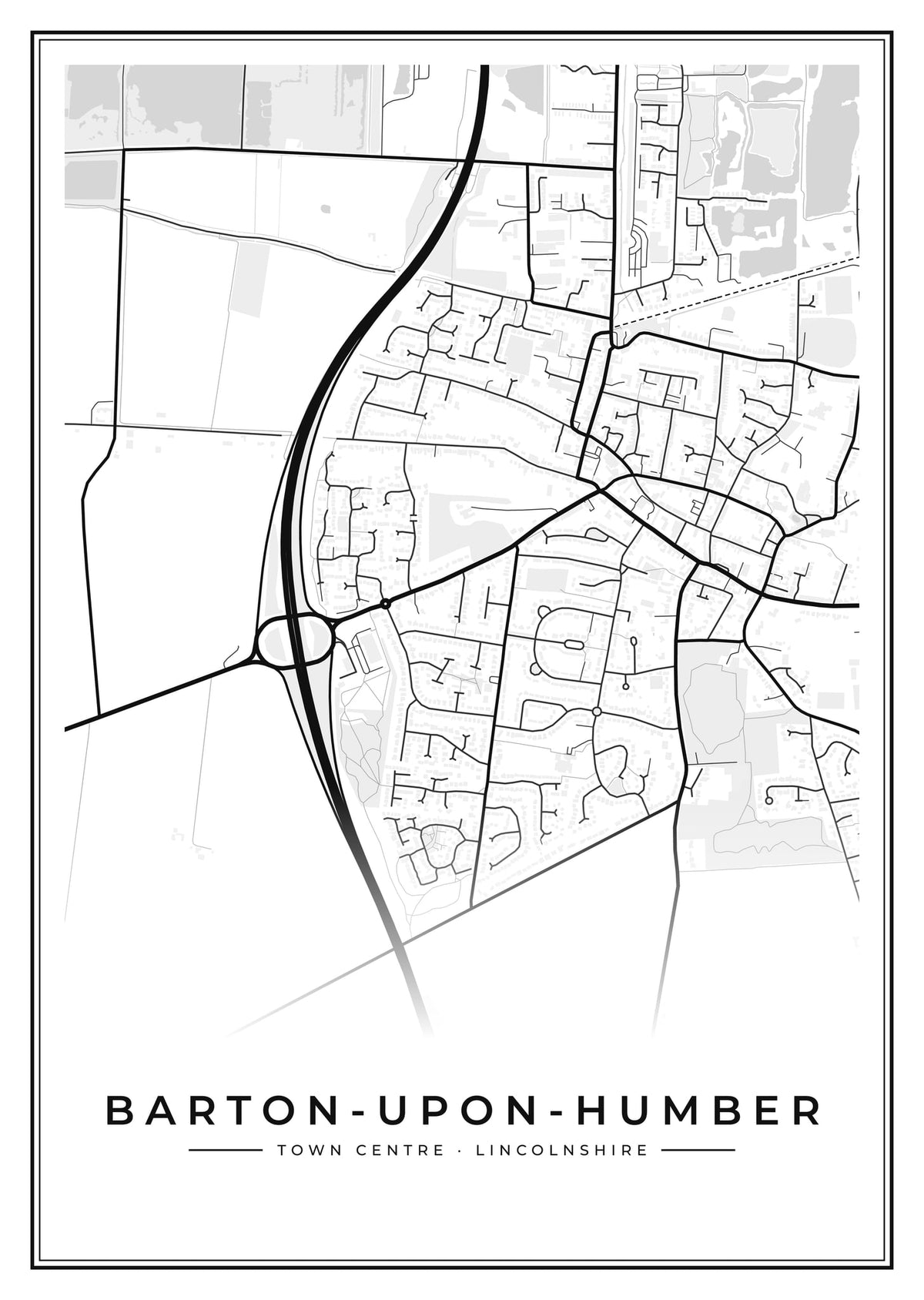 Street map poster of Barton-upon-Humber town centre, Lincolnshire