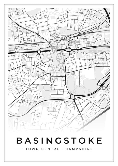 Basingstoke Town Centre Street Map Poster