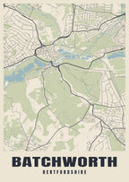 Street map poster of Batchworth, Hertfordshire