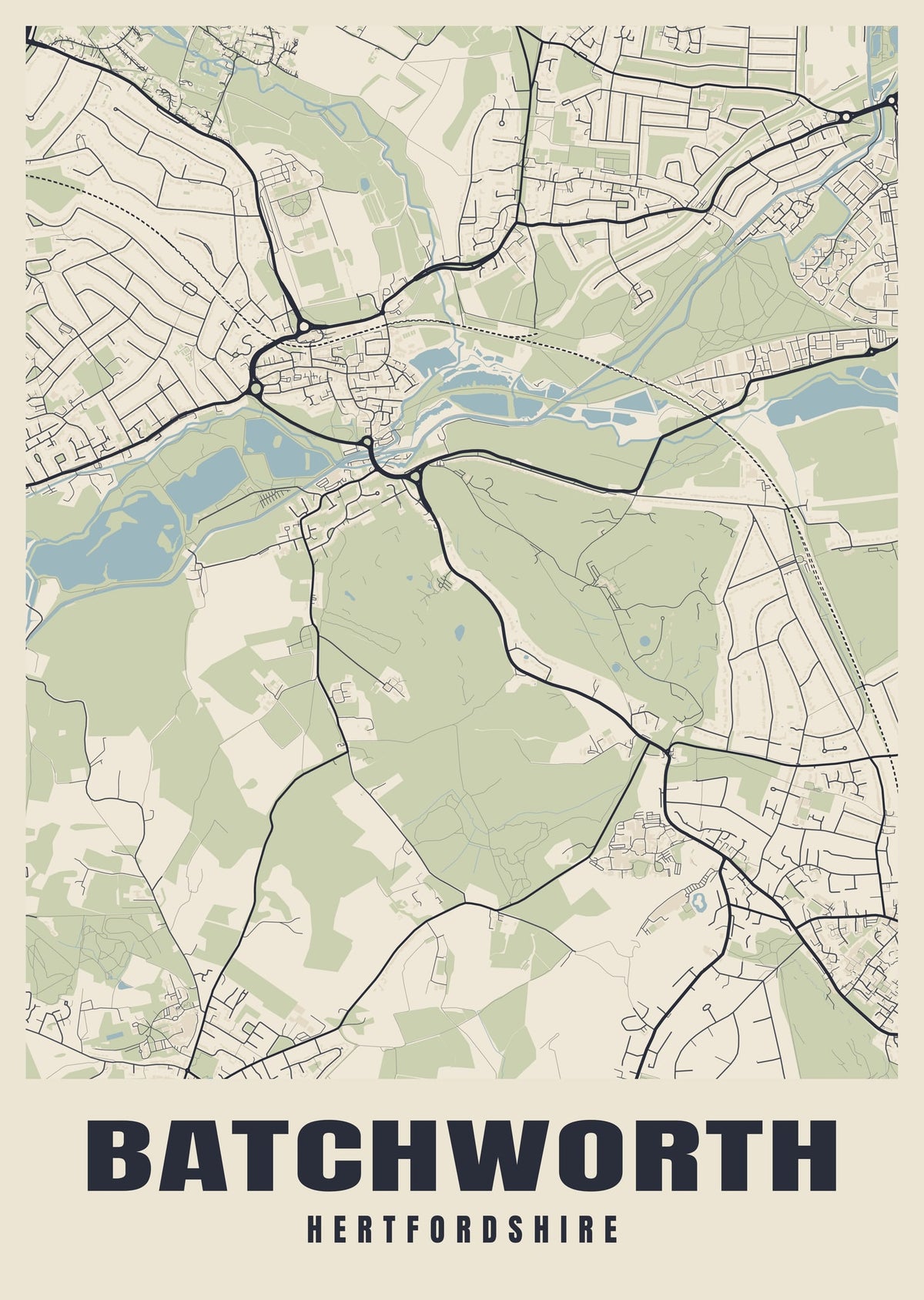 Street map poster of Batchworth, Hertfordshire