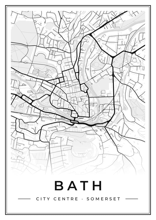 Bath City Centre Street Map Poster