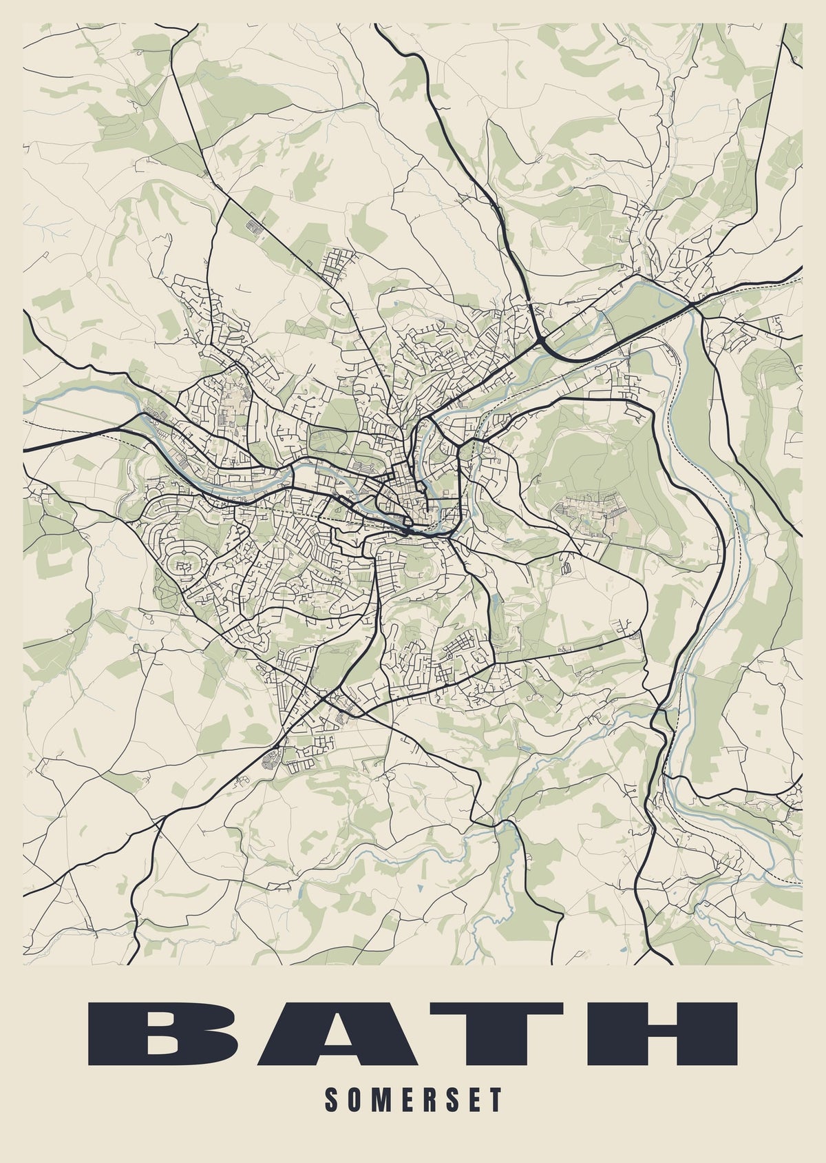 Street map poster of Bath, Somerset