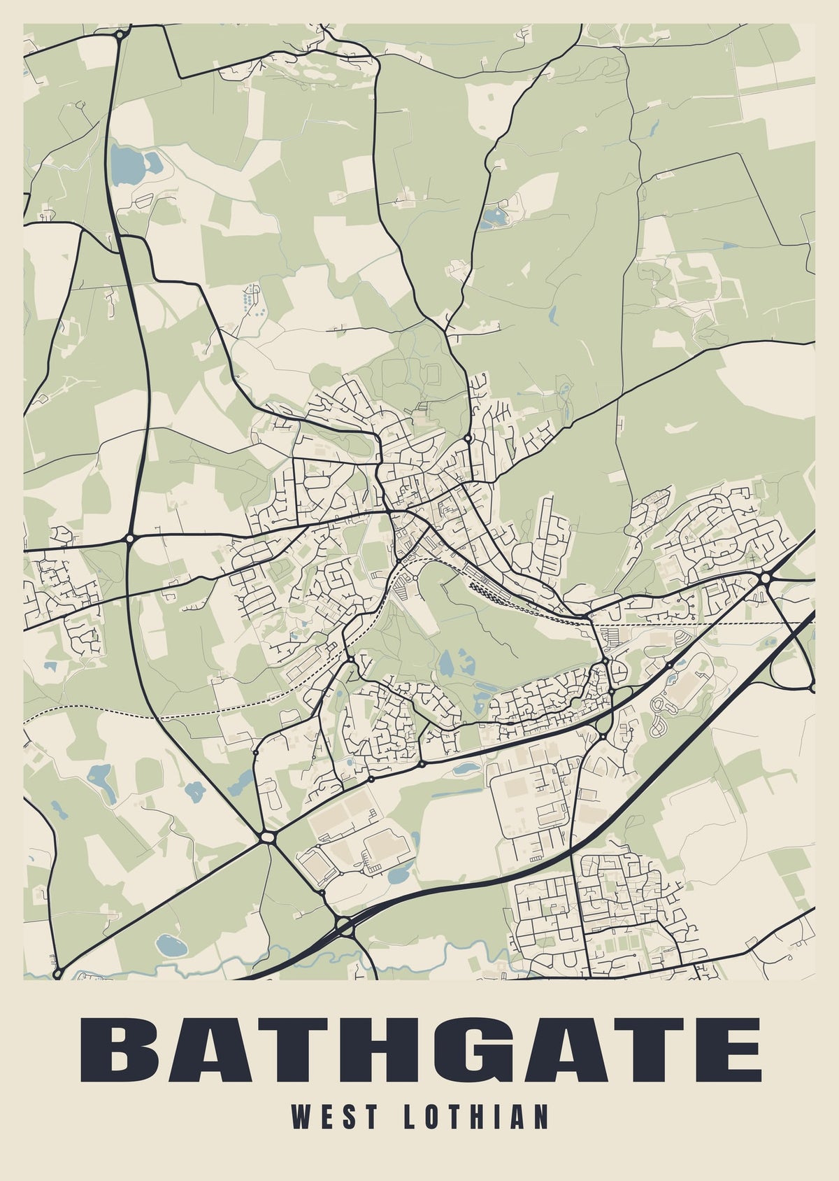 Street map poster of Bathgate, West Lothian